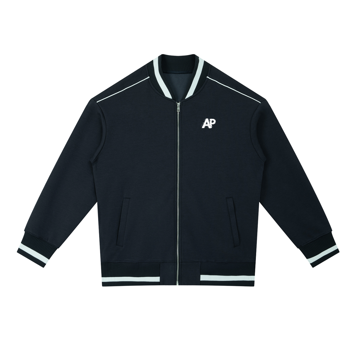 Contrast Piping Zip Bomber Jacket