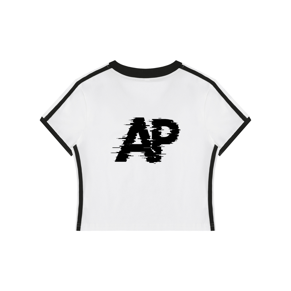 Women's V-Neck Ringer Crop T-Shirt