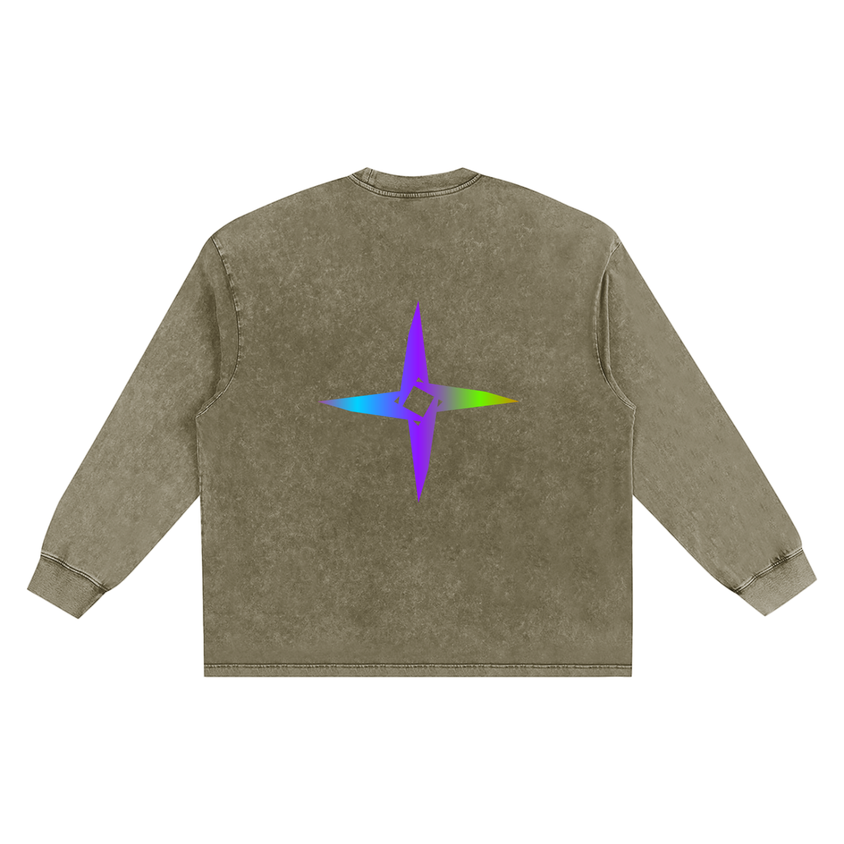 Snow Washed Frayed Edge Long Sleeve T-Shirt