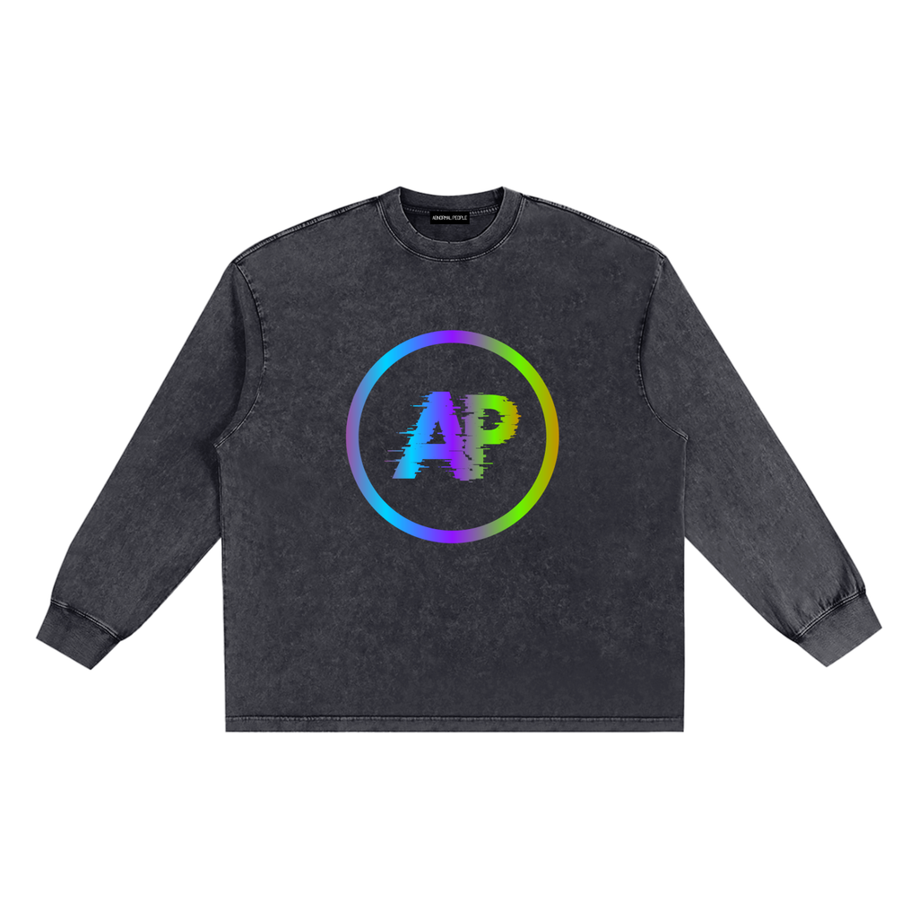 Snow Washed Frayed Edge Long Sleeve T-Shirt
