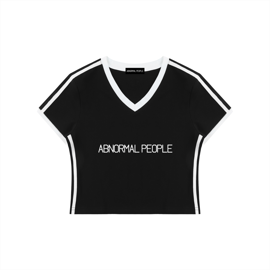 Women's V-Neck Ringer Crop T-Shirt