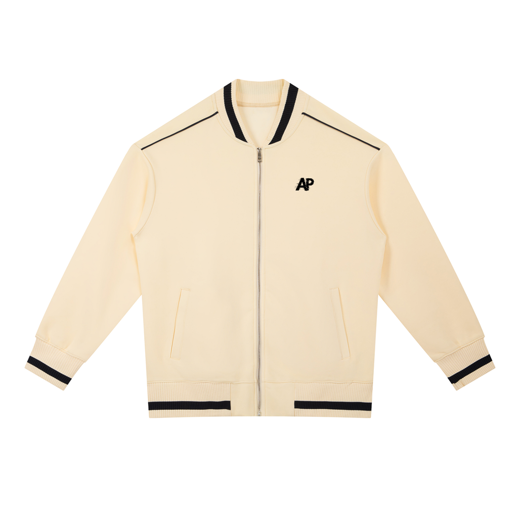 Contrast Piping Zip Bomber Jacket