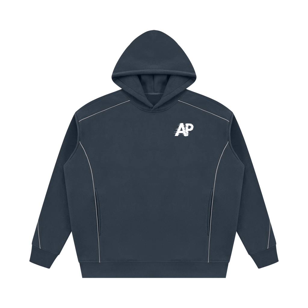 Unisex Oversized Piping Fleece Hoodie