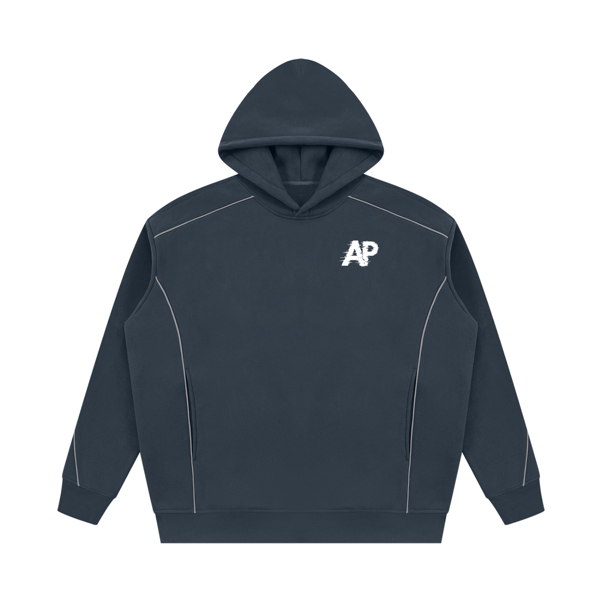 Unisex Oversized Piping Fleece Hoodie