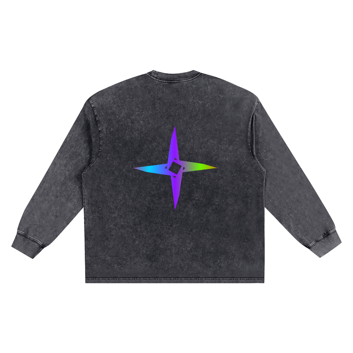 Snow Washed Frayed Edge Long Sleeve T-Shirt