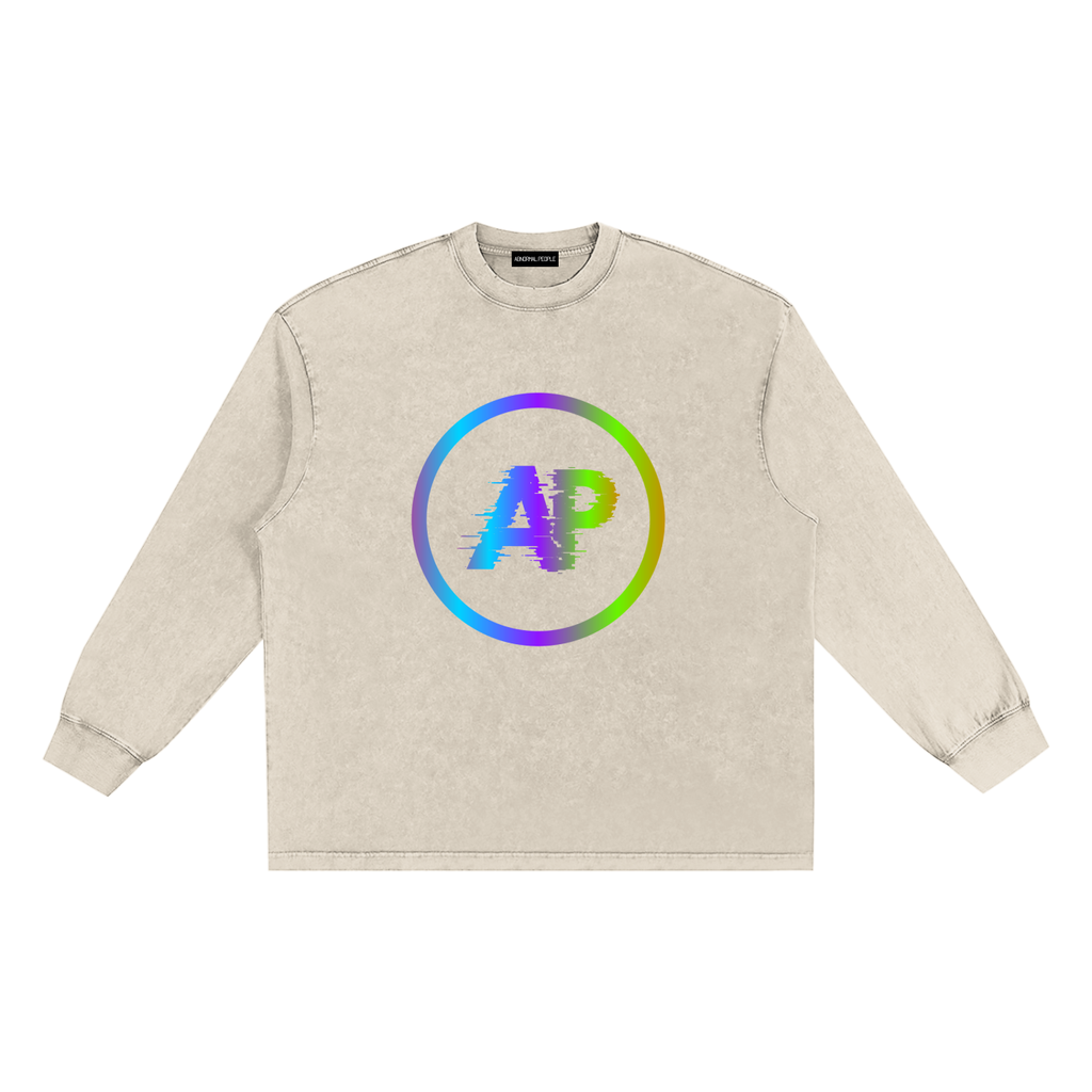 Snow Washed Frayed Edge Long Sleeve T-Shirt