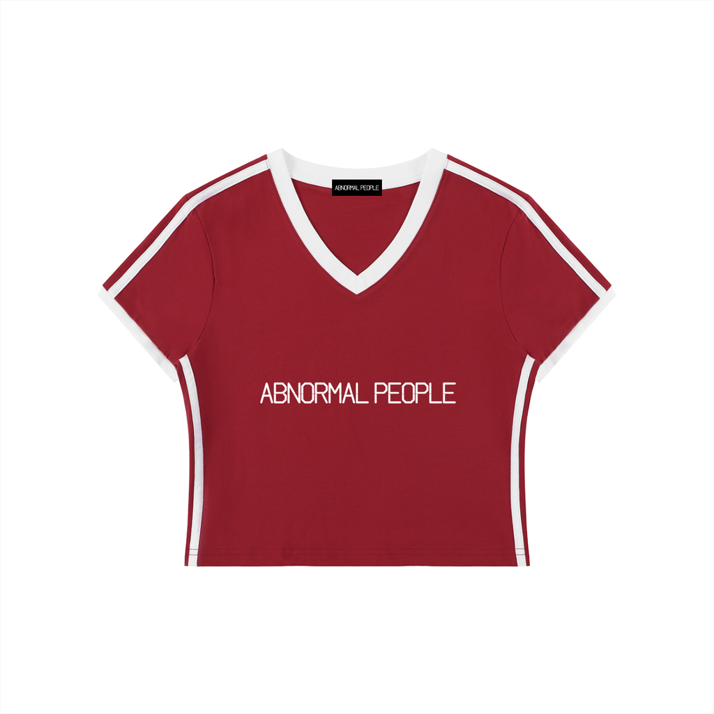 Women's V-Neck Ringer Crop T-Shirt