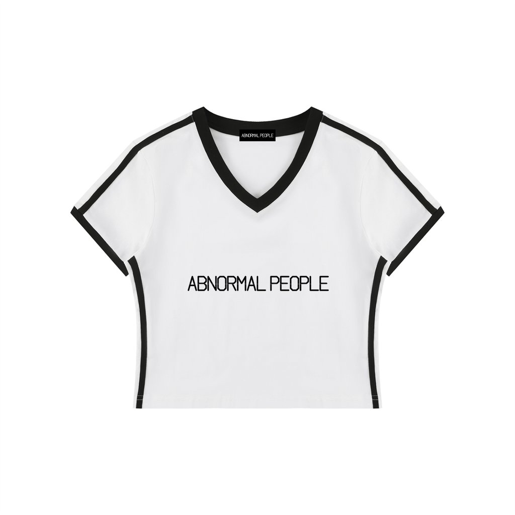 Women's V-Neck Ringer Crop T-Shirt