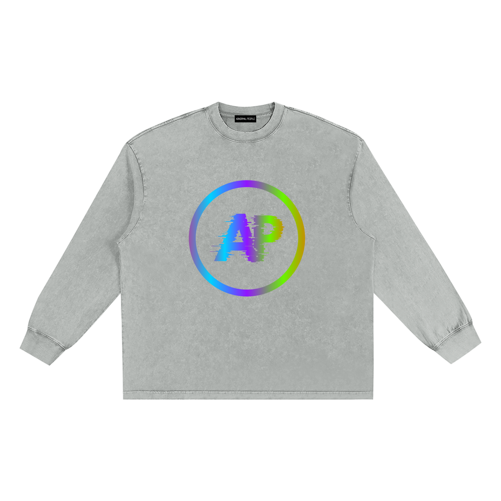 Snow Washed Frayed Edge Long Sleeve T-Shirt
