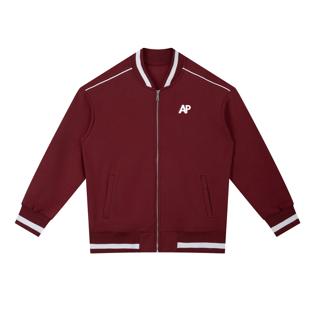 Contrast Piping Zip Bomber Jacket