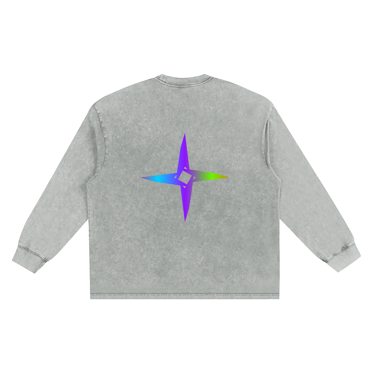 Snow Washed Frayed Edge Long Sleeve T-Shirt
