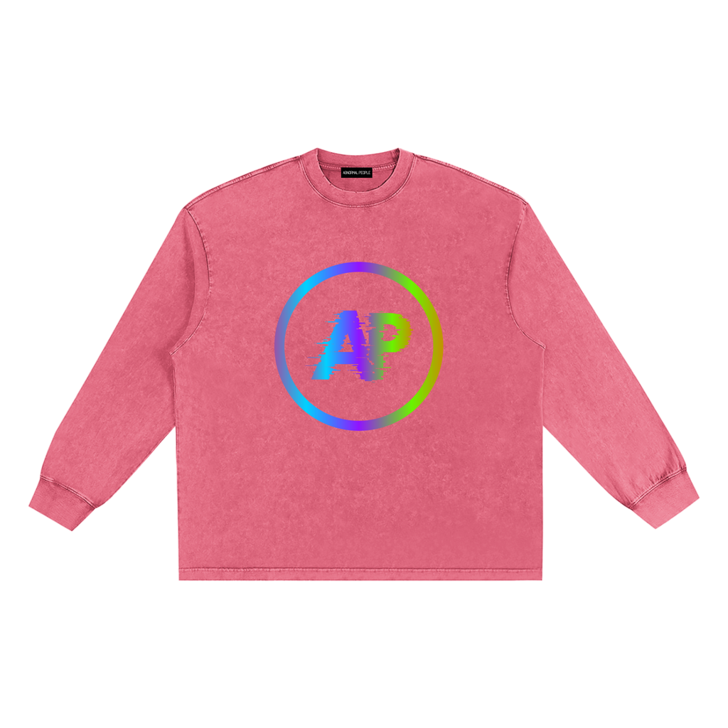 Snow Washed Frayed Edge Long Sleeve T-Shirt