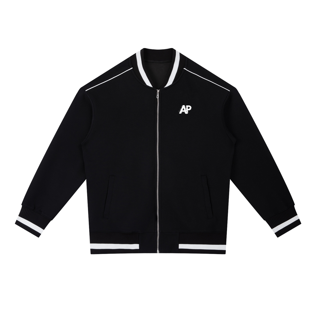 Contrast Piping Zip Bomber Jacket