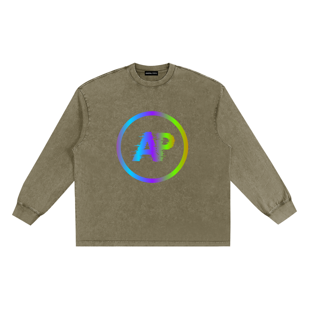 Snow Washed Frayed Edge Long Sleeve T-Shirt