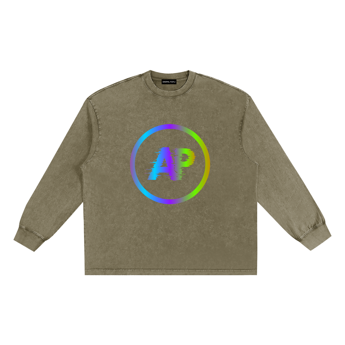 Snow Washed Frayed Edge Long Sleeve T-Shirt
