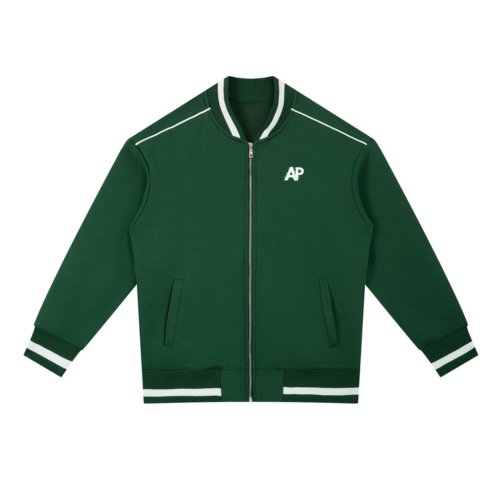 Contrast Piping Zip Bomber Jacket