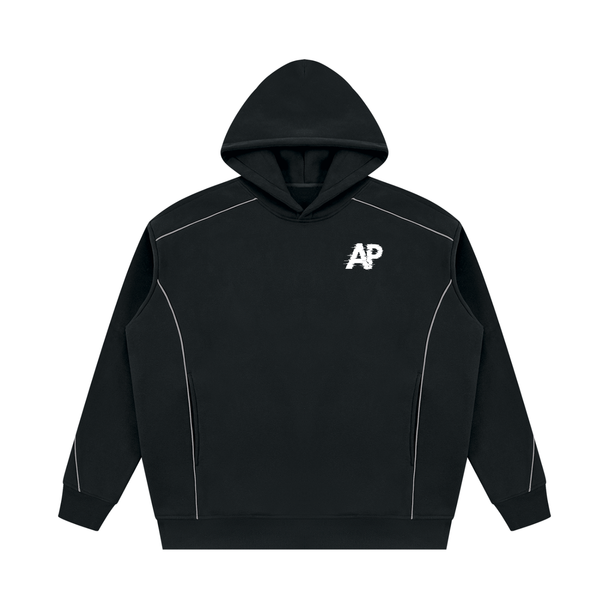Unisex Oversized Piping Fleece Hoodie